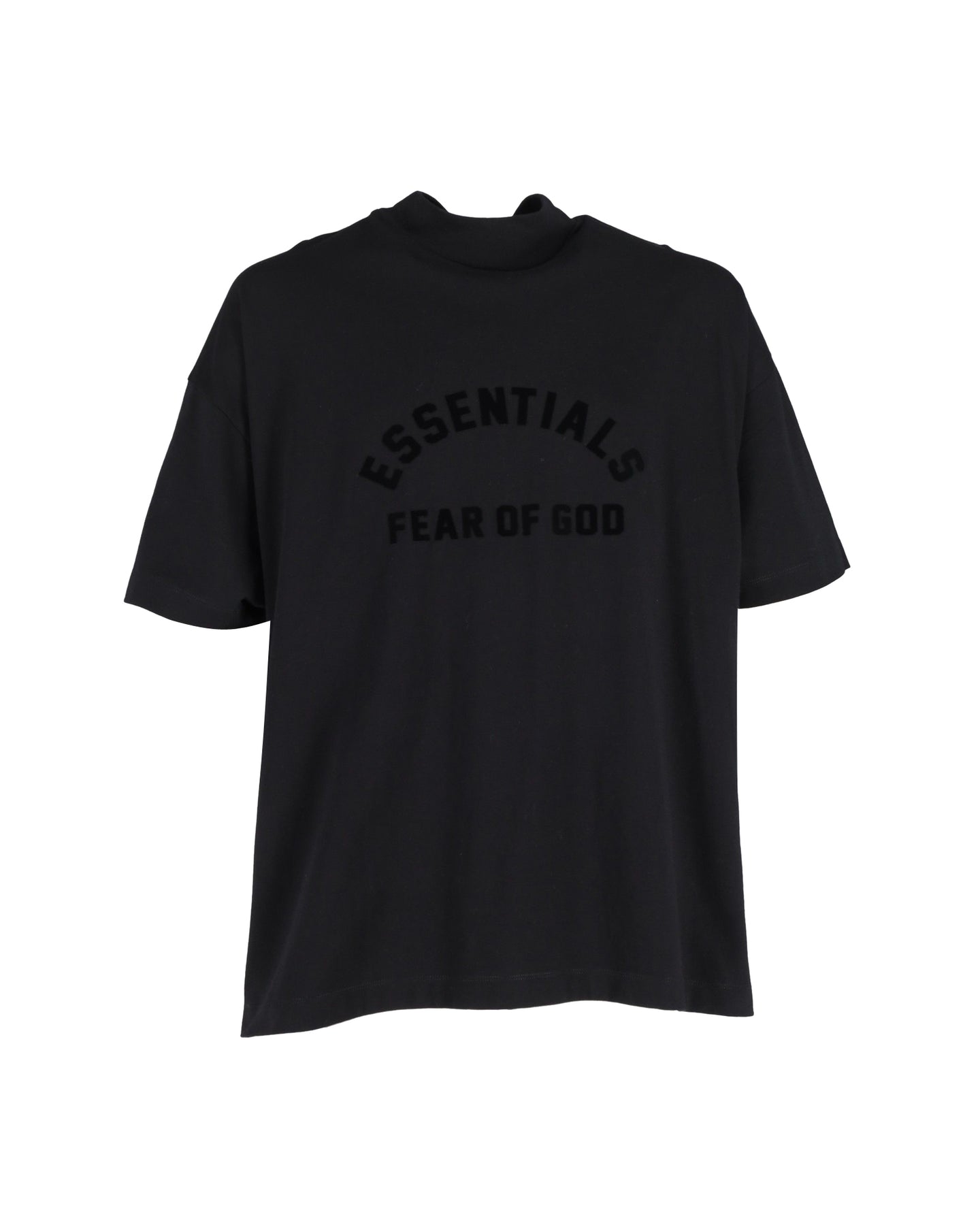 Fear of God Essentials Logo Stehkragen T-Shirt aus schwarzer Baumwolle
