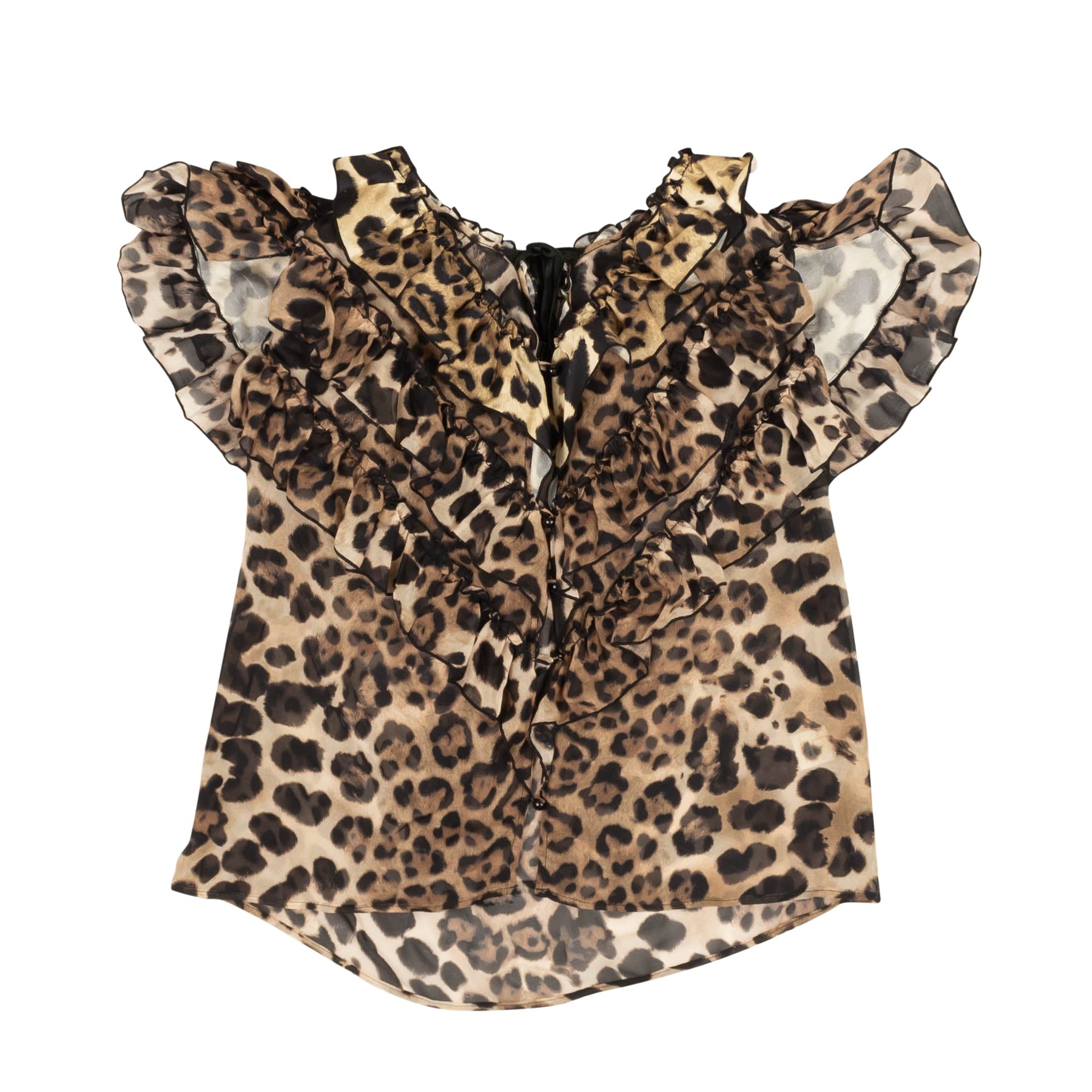 Rodarte Leopardenmuster Seide Kurzarm-Bluse – Braun