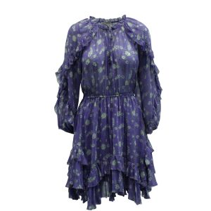 Ulla Johnson Alissa florales Rüschenkleid in lila Seide – 7833714753596