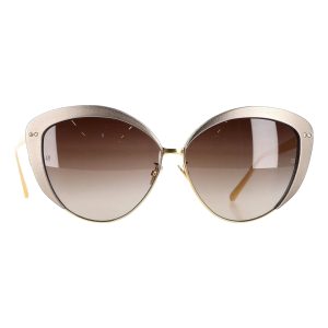 Linda Farrow 579 C5 Cat Eye Sonnenbrille aus Gold Metall