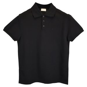 Saint Laurent Paris Cassandre Poloshirt aus schwarzer Baumwolle – 7833710657596