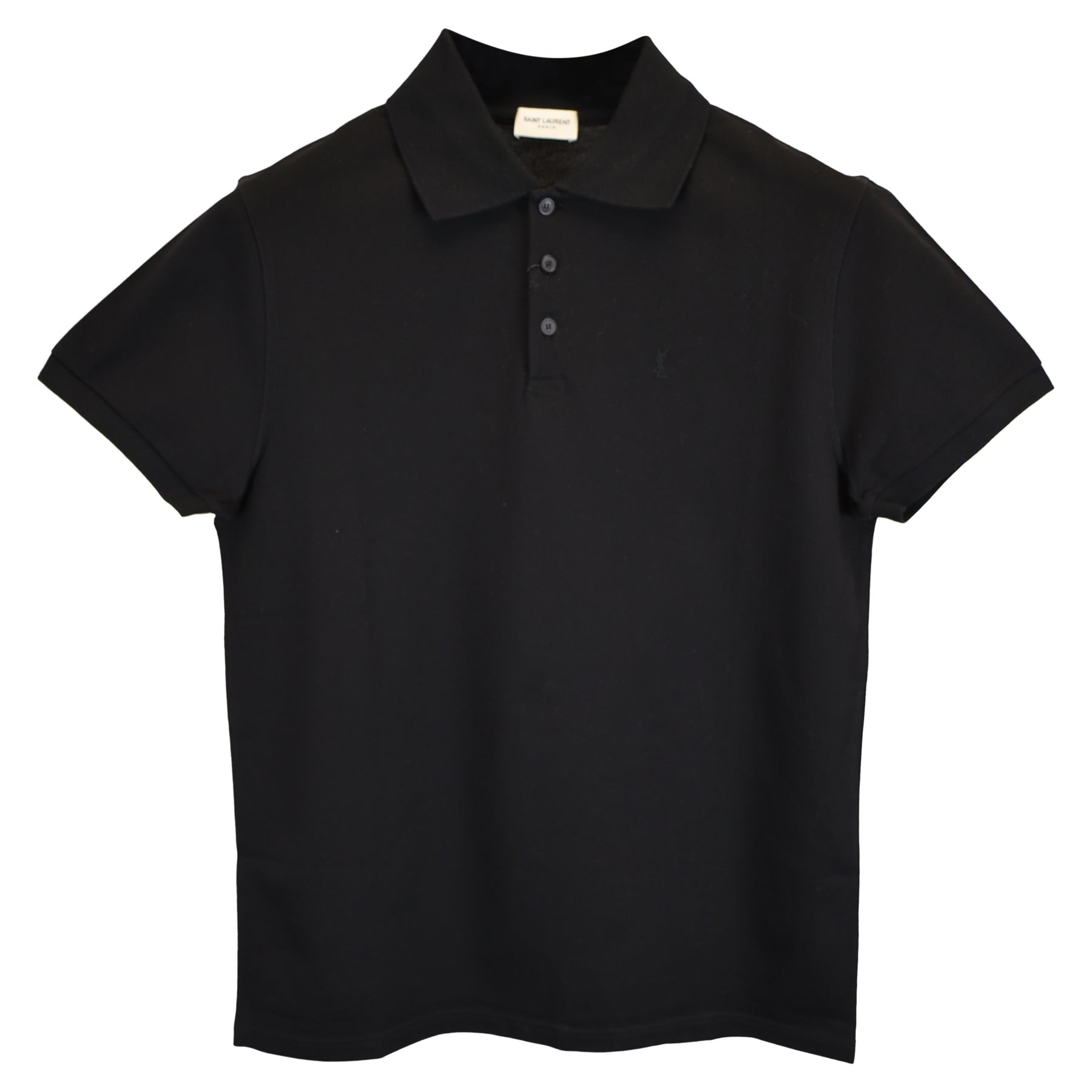 Saint Laurent Paris Cassandre Poloshirt aus schwarzer Baumwolle