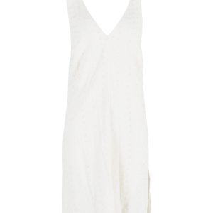 Reformation V-Ausschnitt niedrige Rücken ärmelloses Kleid aus off-white Baumwolle