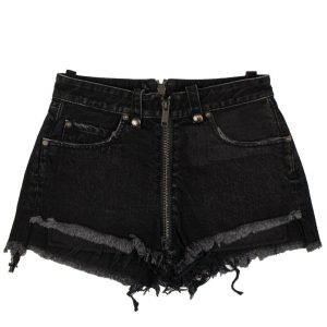 Unravel Project Denim stressig Saum kurze Hose – schwarz