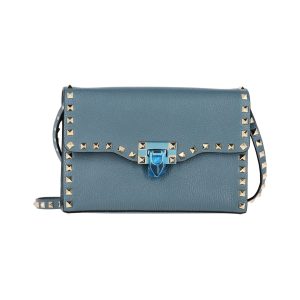 Valentino Rockstud Umhängetasche aus blauem Leder