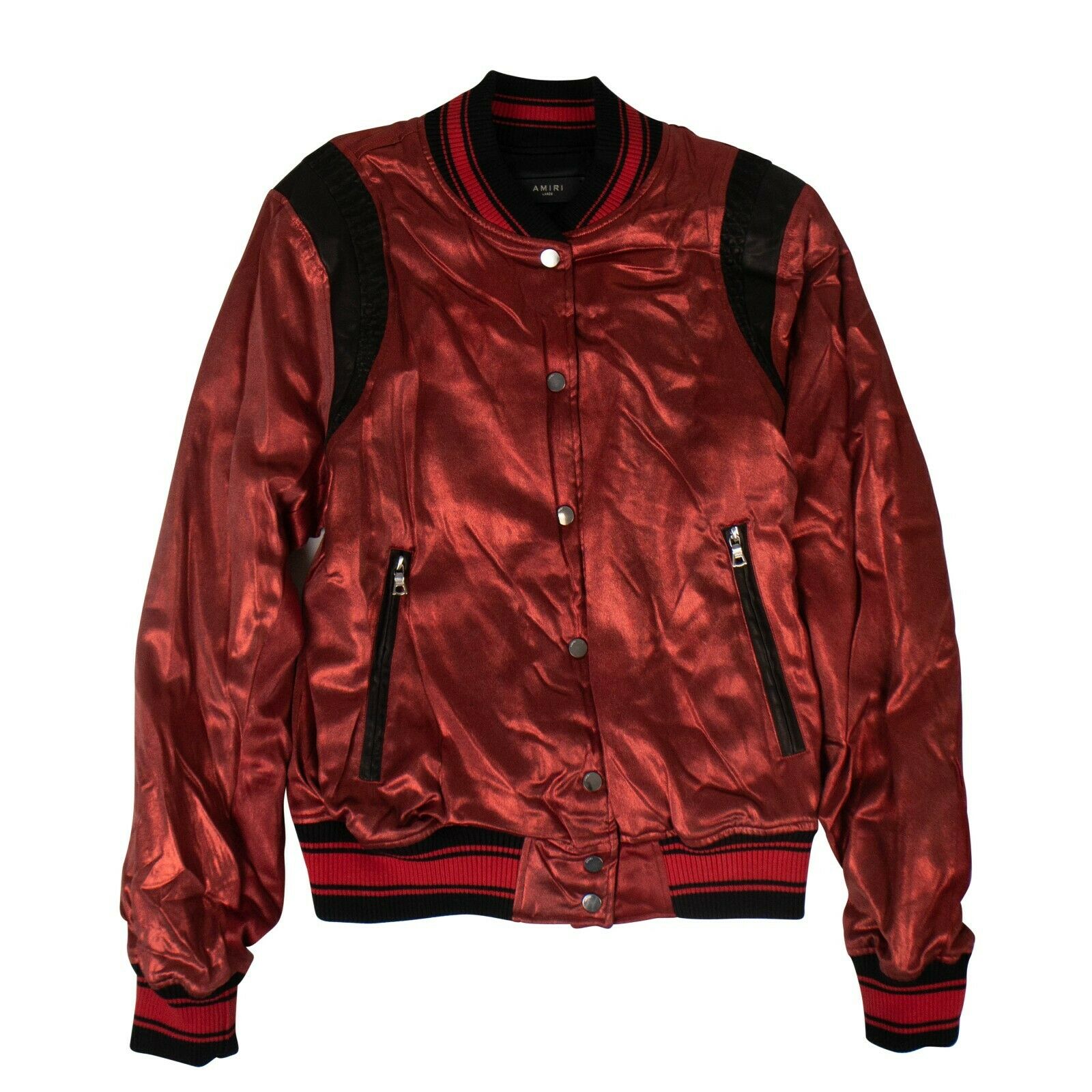 Herren Seide Metallic Varsity Jacke – Rot