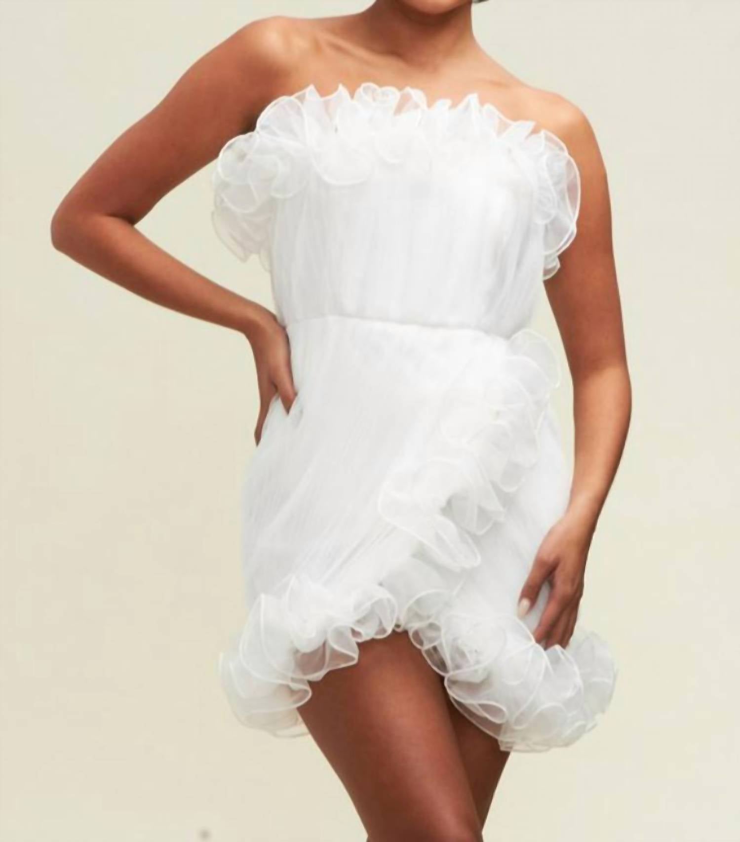 Trägerloses Minikleid in Weiß