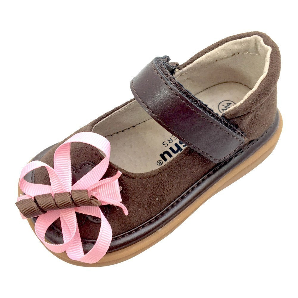 Mooshu Trainers Baby Mädchen Schokolade Wildleder Quietschende Mary Jane Schuhe 3-4 Baby