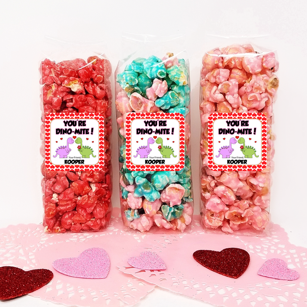 Dinosaurier – Valentine Popcorn Party Gefälligkeiten