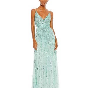 Ärmelloses Wickelkleid in A-Linie mit Pailletten