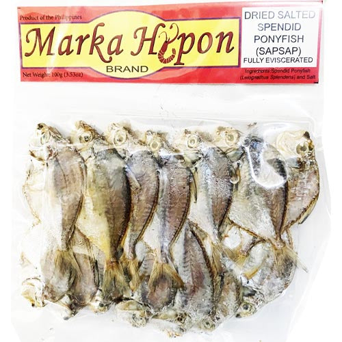 Marka Hipon – Getrockneter gesalzener Spendid Ponyfisch (SapSap) – vollständig ausgeweidet – 100 G