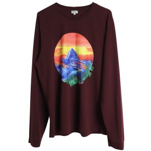 Kenzo Classic Painting Langarm-T-Shirt aus Maroon Baumwolle