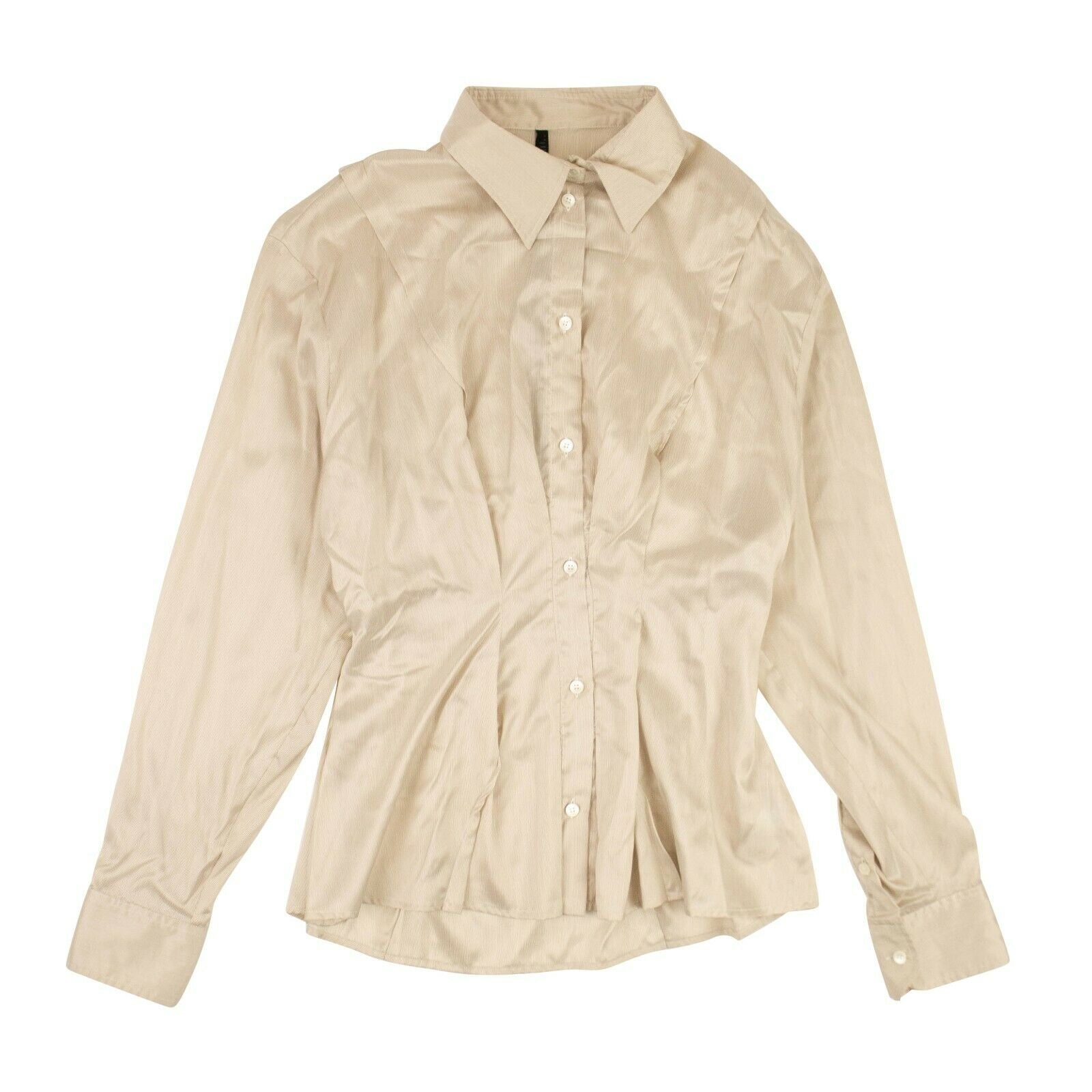 Unravel Project Seidengestreiftes Hemd mit Knopfleiste – Beige