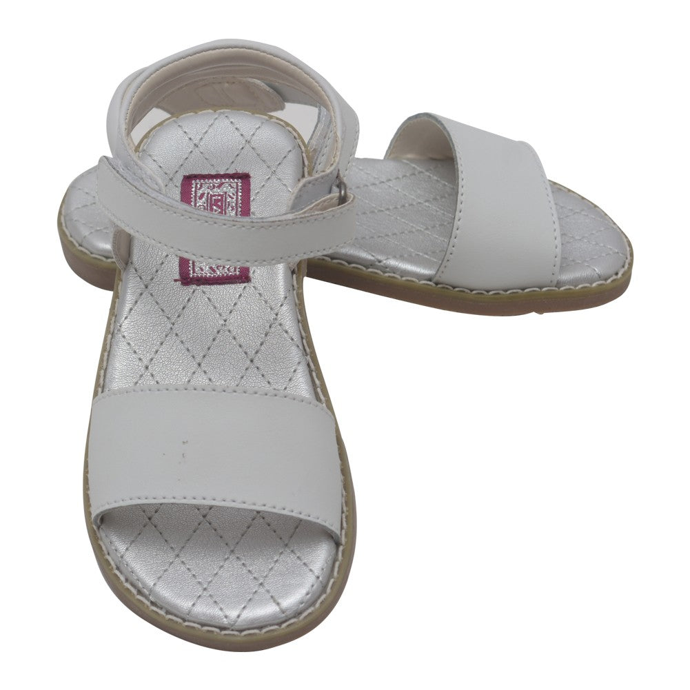 Mädchen weiße offene Zehe Riemen Leder Sandalen 7-10 Kleinkind
