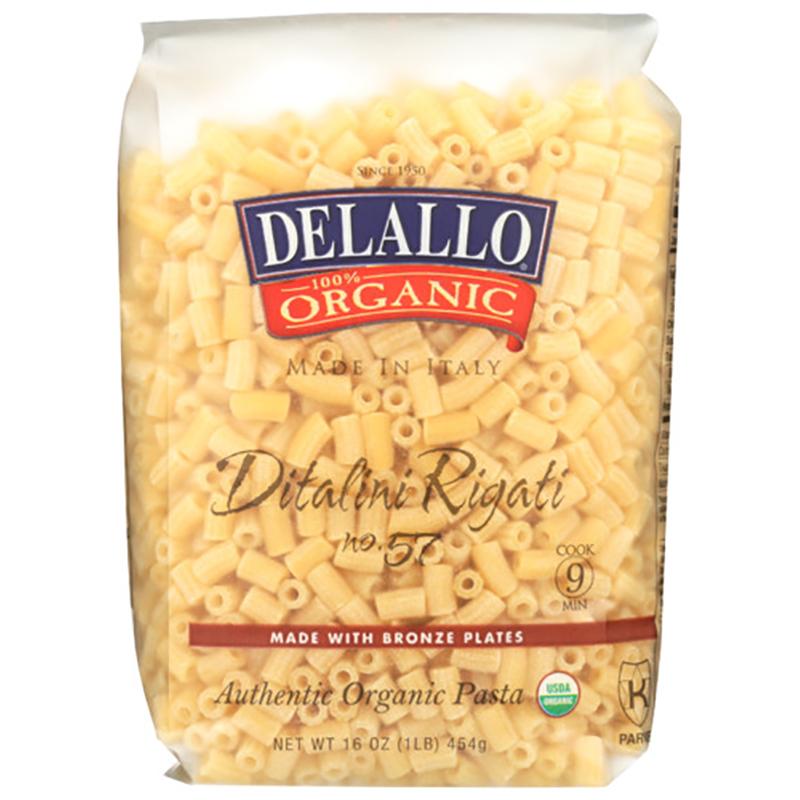 Delallo Pasta Semolina Ditalini Rigati, 16oz