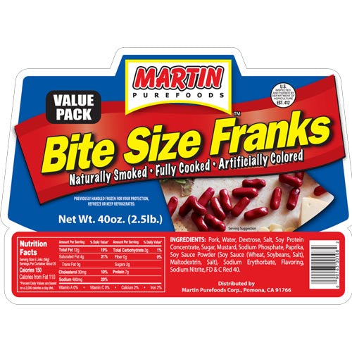 Martin Purefoods – Bissgröße Franks – Value Packung – 2,5 LBS