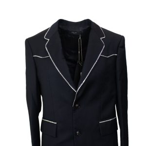Einreihige Jacke mit schwarzem Kristallbesatz