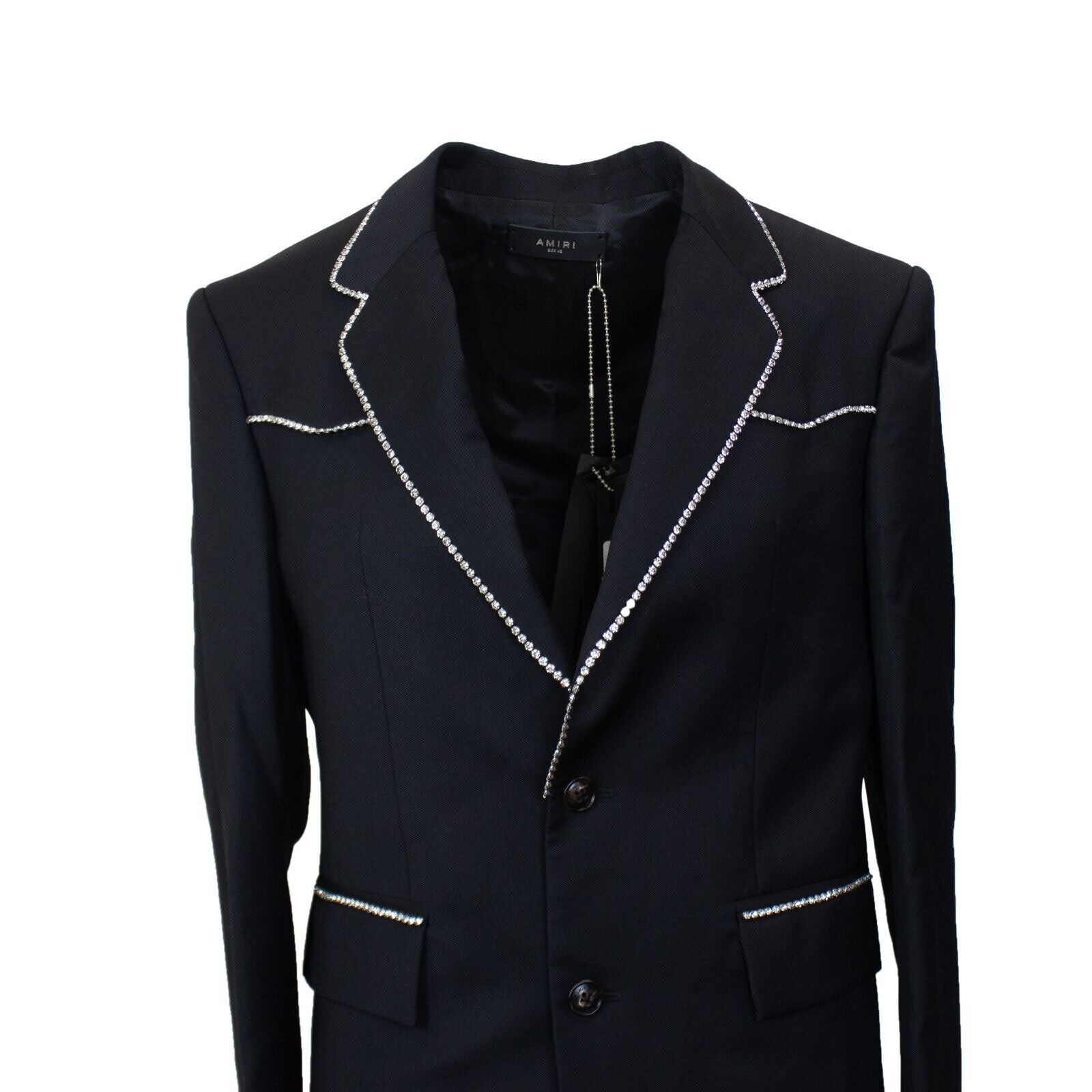 Schwarz Kristall Besatz Single Breasted Jacke