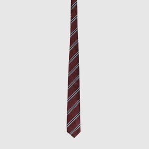 Brunello Cucinelli Diagonal Stripe Muster Bordeaux Krawatte für Herren