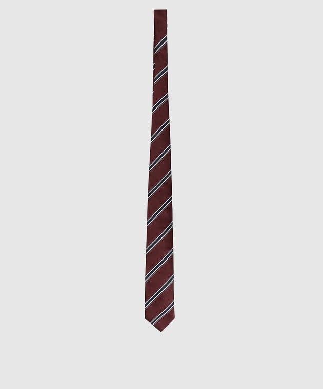 Brunello Cucinelli Diagonal Stripe Muster Bordeaux Krawatte für Herren