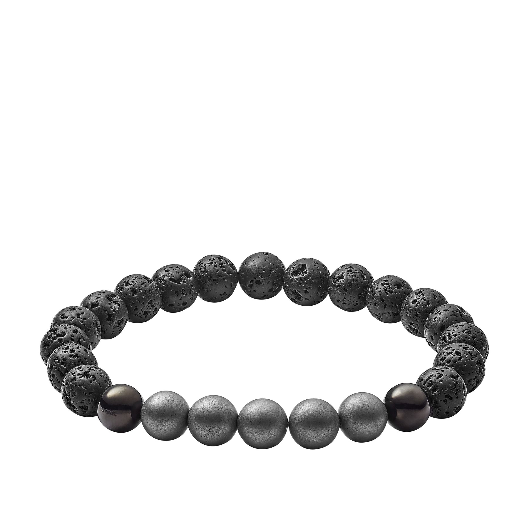 Armband aus Lava, Hämatit und Metall