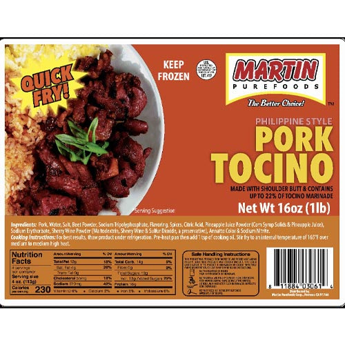 Martin Purefoods – Schweinchen Tocino im philippinischen Stil – Quick Fry – 12 OZ