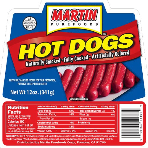 Martin Purefoods – Hot Dogs – Regulär – 12 OZ