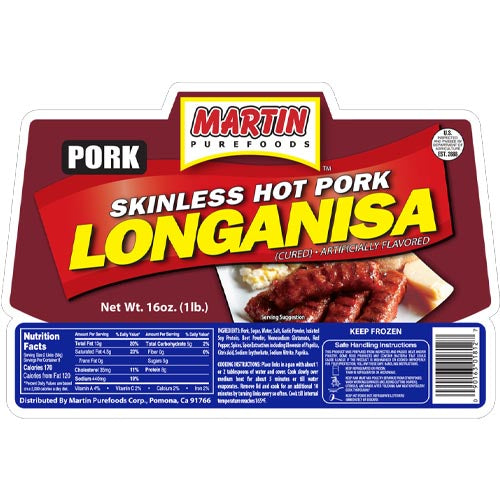 Martin Purefoods – Hautloses heißes Schweinefleisch Longanisa – 16 OZ