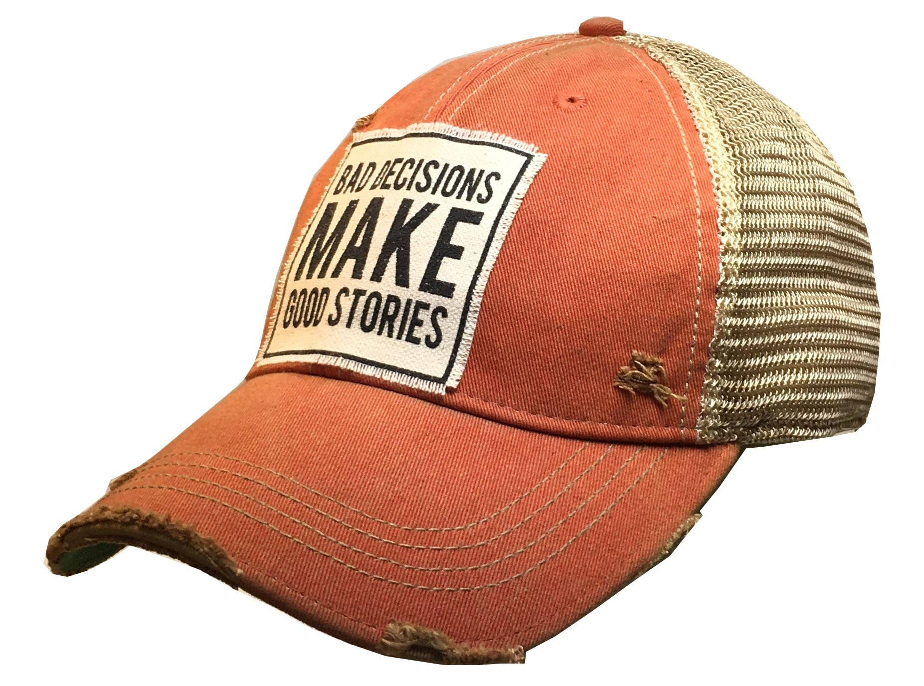 Vintage Life Schlechte Entscheidungen machen gute Geschichten Distressed Trucker Kappe