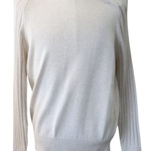 Brunello Cucinelli Weiß Raglan Ärmel Herren Pullover Baumwolle