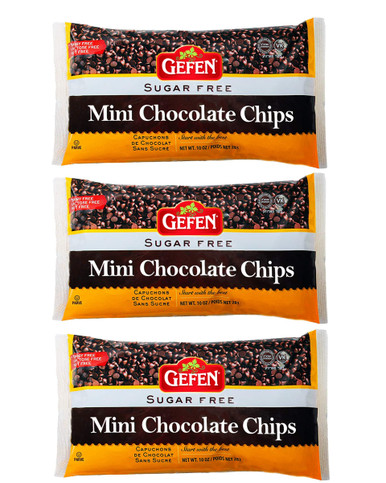 Gefen Zucker frei Mini Schokolade Chips, 10oz (3 Packung)