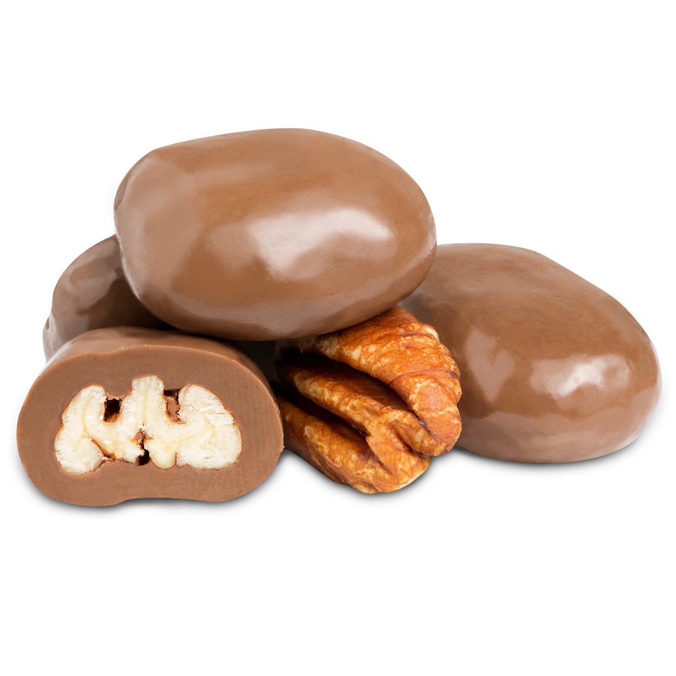 Milchschokolade bedeckt Pekannüsse