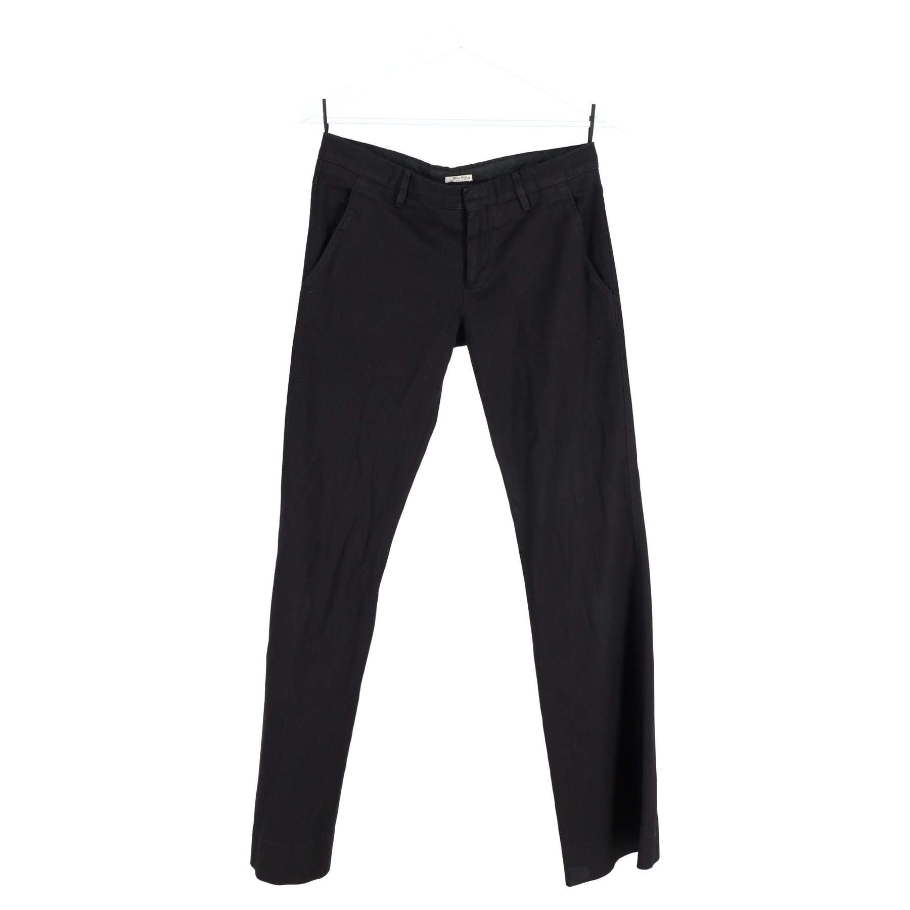 Miu Miu Hose mit niedriger Taille aus schwarzer Baumwolle