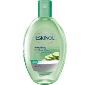 Eskinol – Refreshing Facial Deep Reinigungsmittel mit reinem Gurkenextrakt – Mikroreinigung – antibakterielle Formel – erfrischt – füllt Feuchtigkeit auf – 225 ml