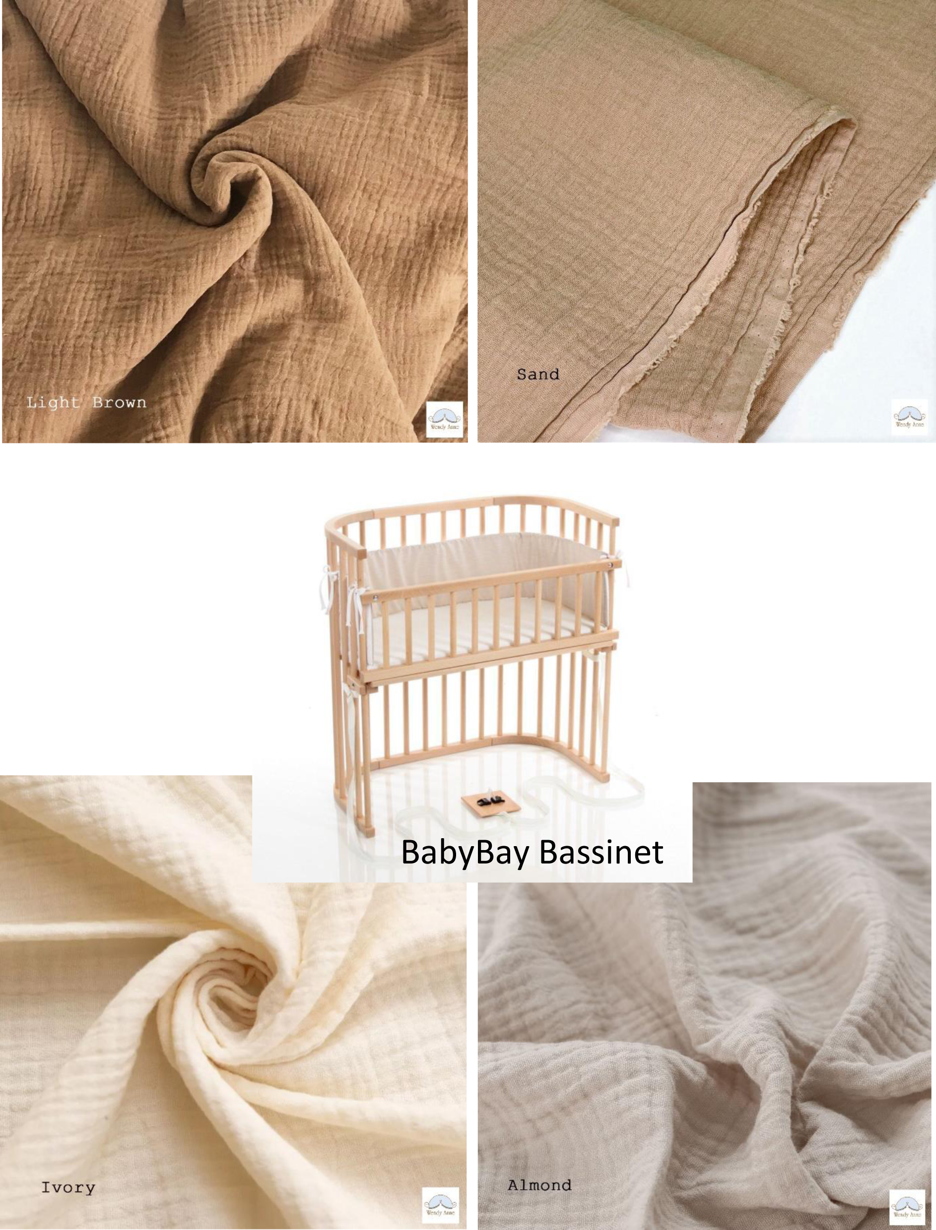 Baby Bay Bassinet Wiege nach Maß Spannbetttuch – Bio-Baumwolle Gaze