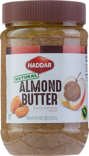 Haddar Natürliche Mandelbutter, 18 oz