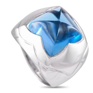 Bvlgari 18 Karat Weißgold Topaz Pyramide Ring BV02 -093024