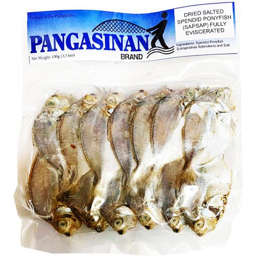 Pangasinan Marke – Getrocknete gesalzene Splendid Ponyfish (SapSap) vollständig ausgeweidet – 100 G