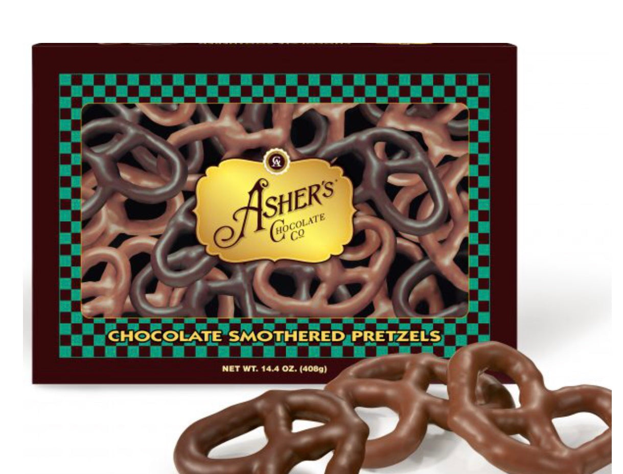 Asher's verschiedene Schokoladen-Pretzels-Milch und dunkle Schokolade