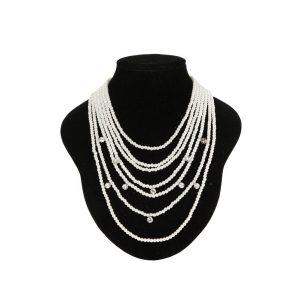 Perlen Strass Mehrfarbig Layer Halskette