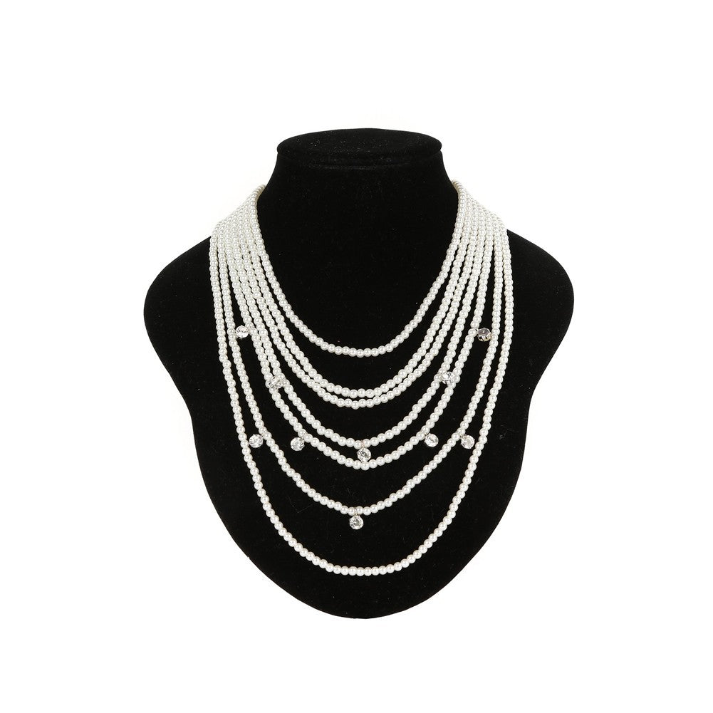 Perlen Strass Mehrfarbig Layer Halskette