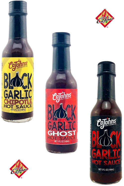 CaJohn's Schwarzer Knoblauch Chilisaucen 3er Packung, 3/5oz