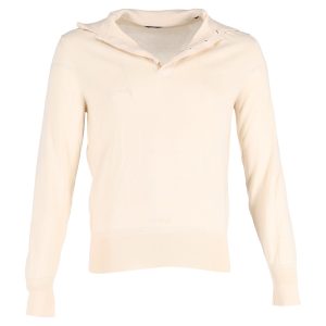 Tom Ford Langarm-Poloshirt aus cremefarbener Wolle