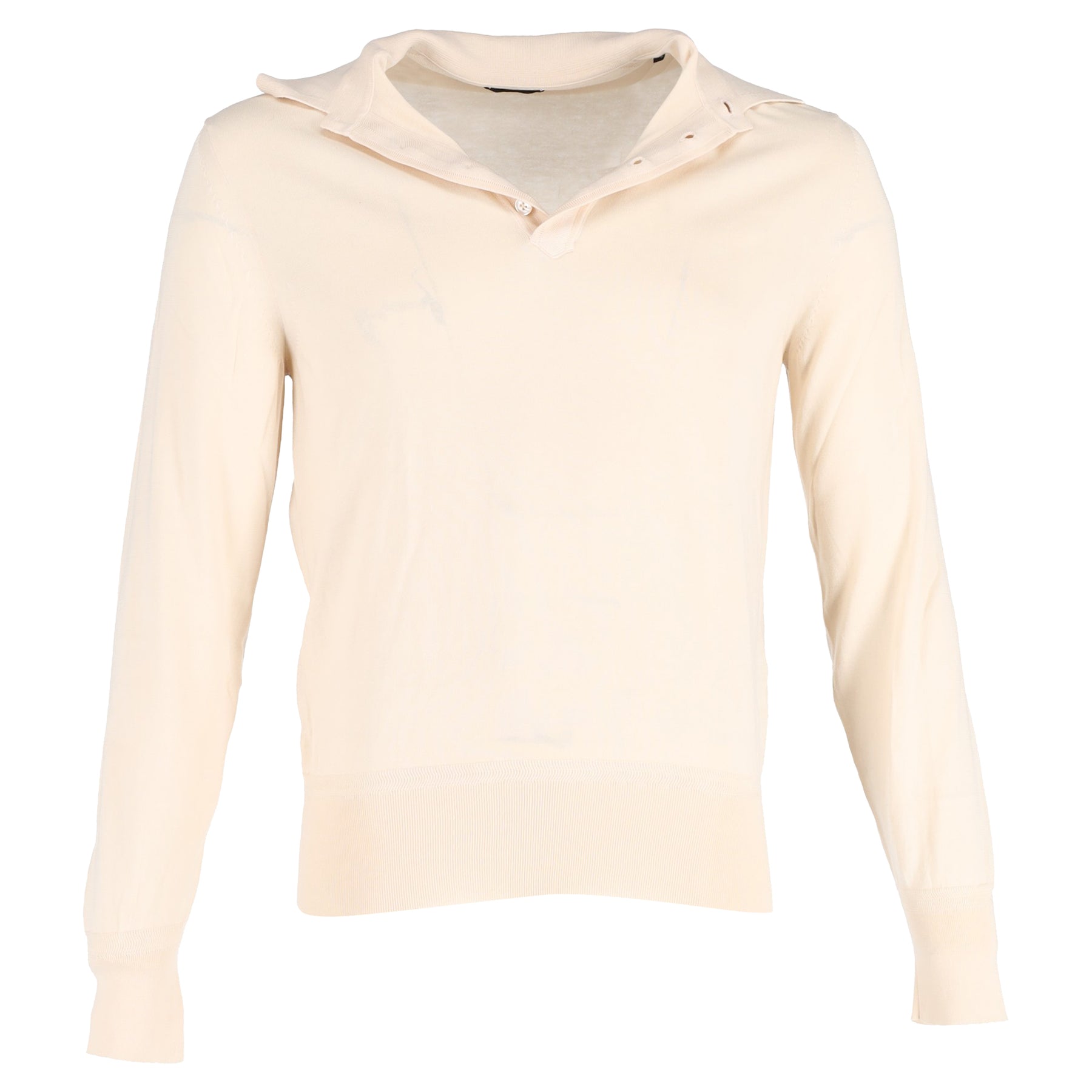 Tom Ford Poloshirt mit langen Ärmeln aus cremefarbener Wolle