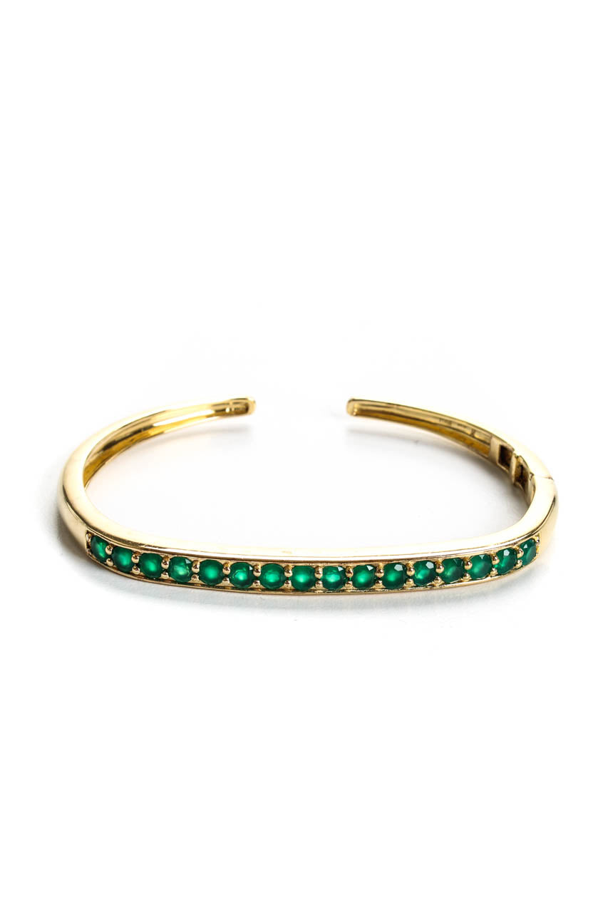 Rarities Damen Sterling Silber vergoldet Kanal Set Emerald Scharnier Armreif 7.75