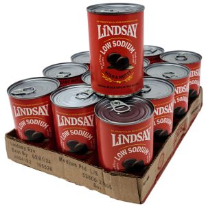 Case of 12 Lindsay niedrig natriumhaltige schwarze Oliven