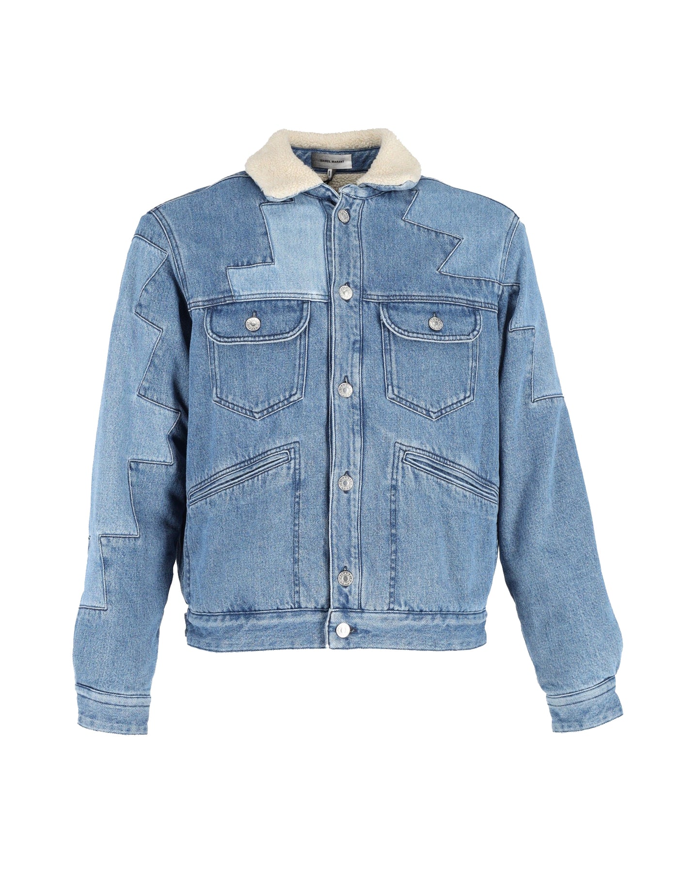 Isabel Marant Jasaya Patchwork Jacke mit Fransenmuster in Blau