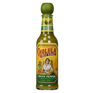 Cholula grüne Pfeffer scharfe Sauce mit dem Holzstopfen oben
