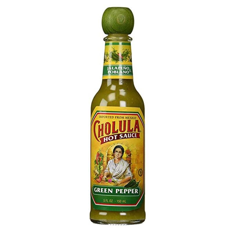 Cholula Grüne Pfeffer Chilisauce mit dem hölzernen Stopper Top
