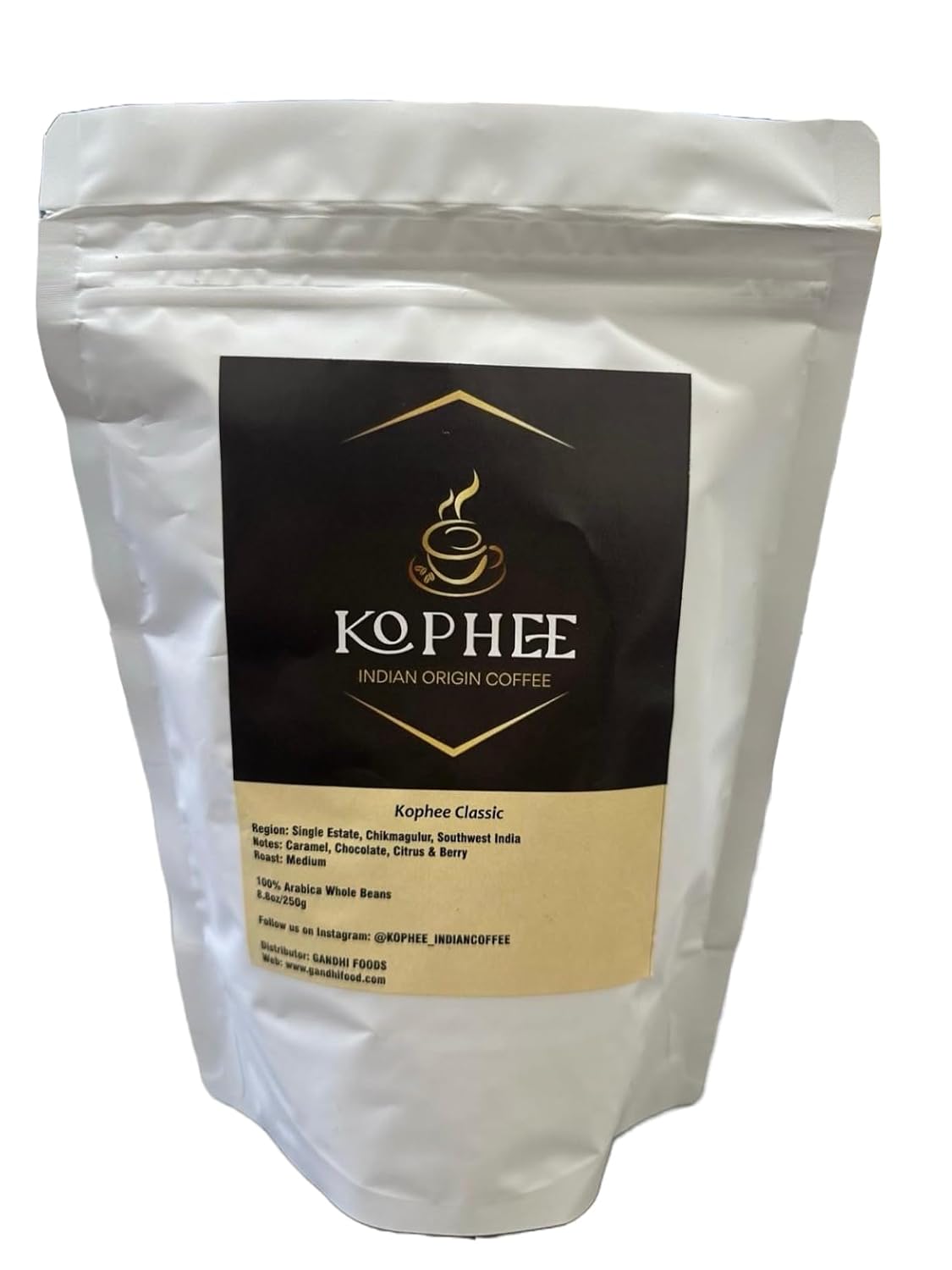 Kophee klassisch Indian Origin Kaffee, ganze Bohnen, kleine Charge geröstet, Single Origin